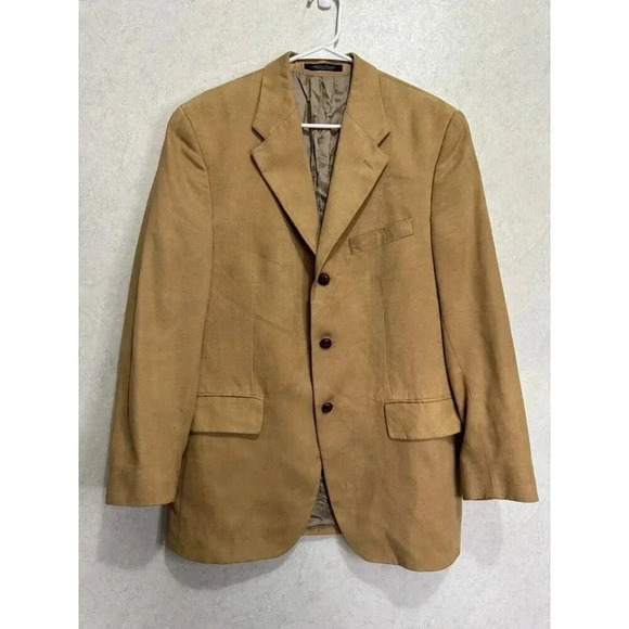 CHAPS RALPH LAUREN Mens Tan Sport Coat SUEDE Jacket Microfiber Blazer 40R Canada - Picture 2 of 11